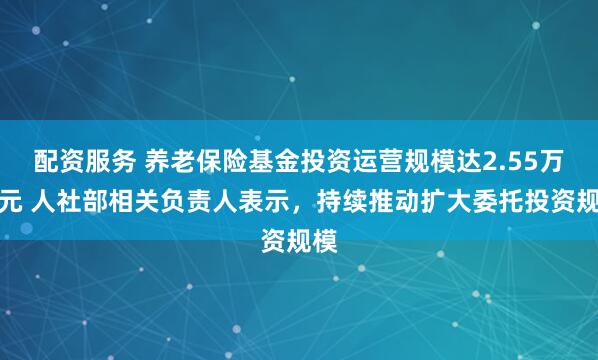 配资服务 养老保险基金投资运营规模达2.55万亿元 人社部相关负责人表示，持续推动扩大委托投资规模